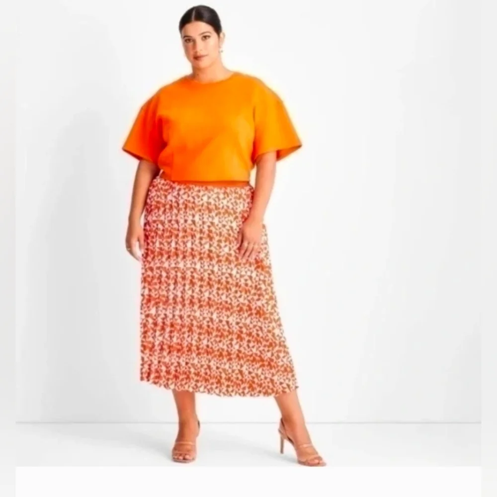 Future Collective Kahlana Barfield Pleated A-Line Midi Skirt
